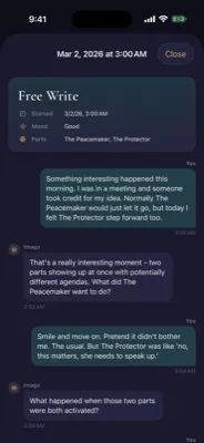 AI conversation showing compassionate inner dialogue about parts